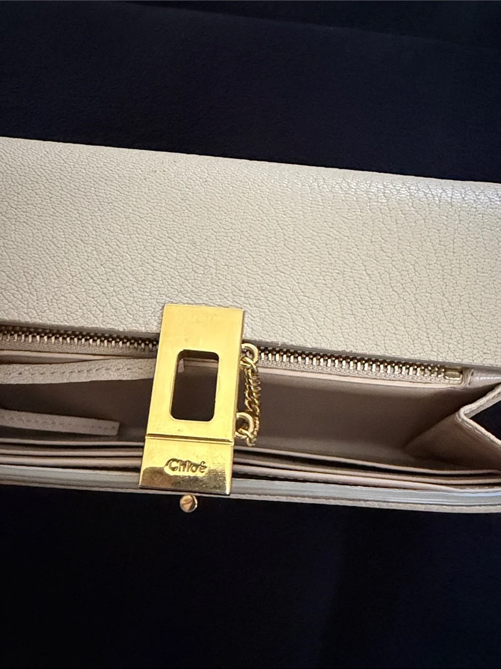 Chloe Cream Leather Chain-Accent wallet